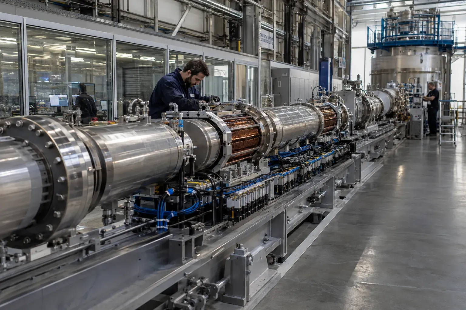 선형동기모터(LSM) 자기부상 추진 궤도와 아진공 튜브 감압 펌프 스테이션 인프라